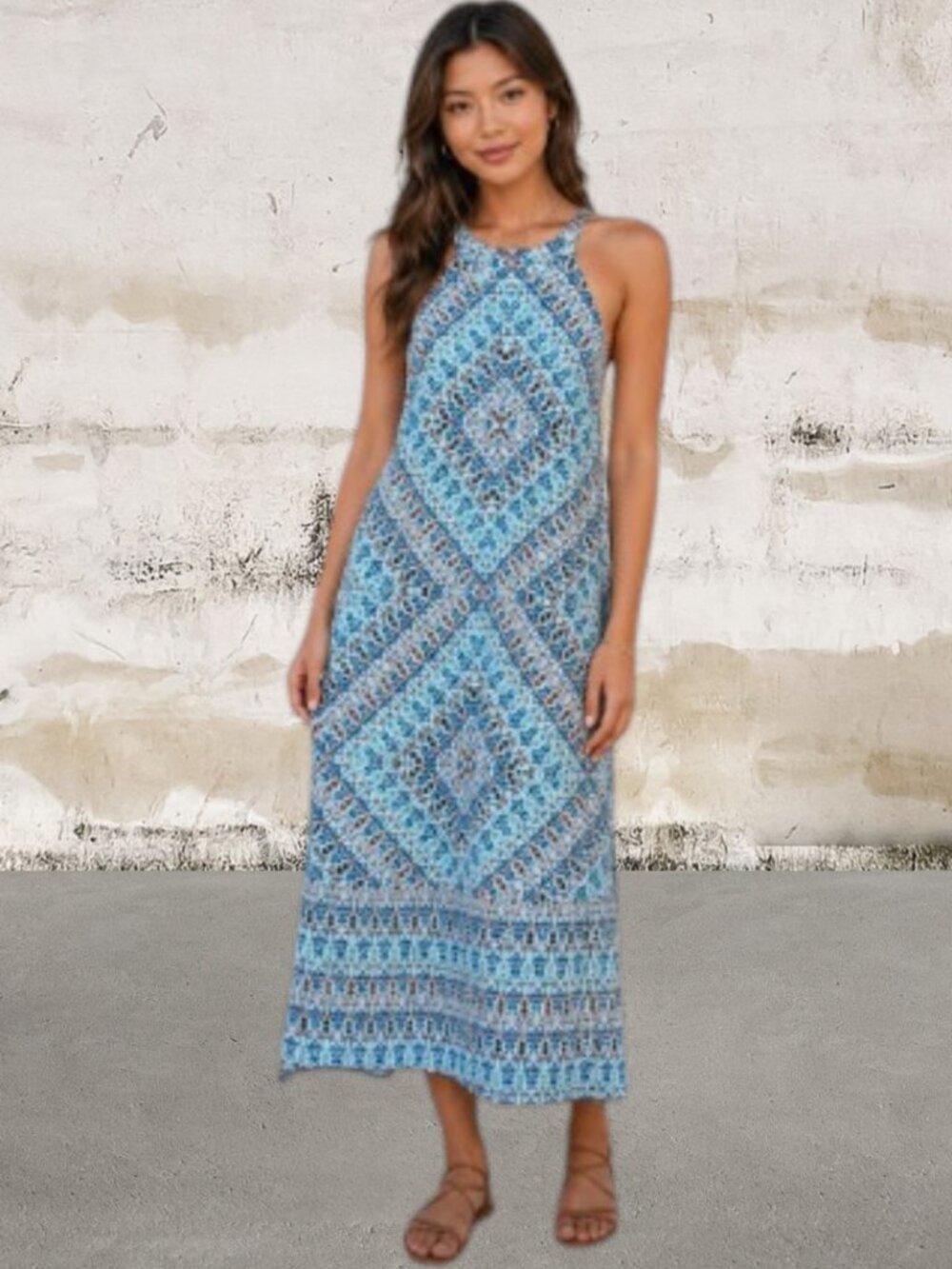 The Limited Blue and White Halter Sundress Size XS